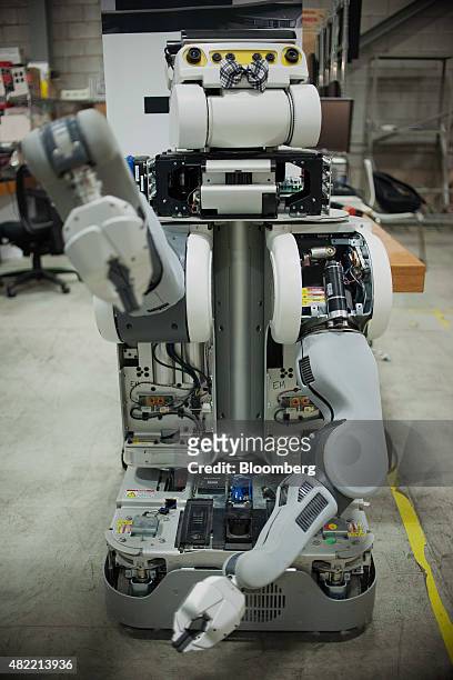 The Clearpath Robotics Inc. PR2 robot stands at the company's facility in Kitchener, Ontario, Canada, on Friday, July 24, 2015. Clearpath Robotics,...