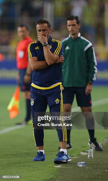 Fenerbahce's coach Vítor Pereira reacts during UEFA Champions League Third Qualifying Round 1st Leg match betweeen Fenerbahce v Shakhtar Donetsk at...
