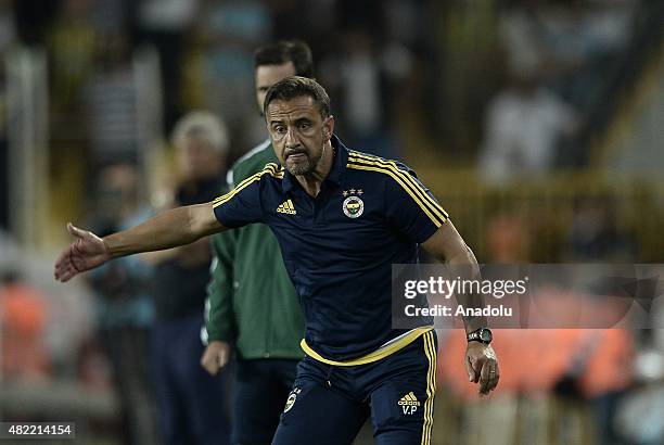 Head coach Vitor Pereira of Fenerbahce reacts during UEFA Champions League Third Qualifying Round 1st Leg match between Fenerbahce and Shakhtar...