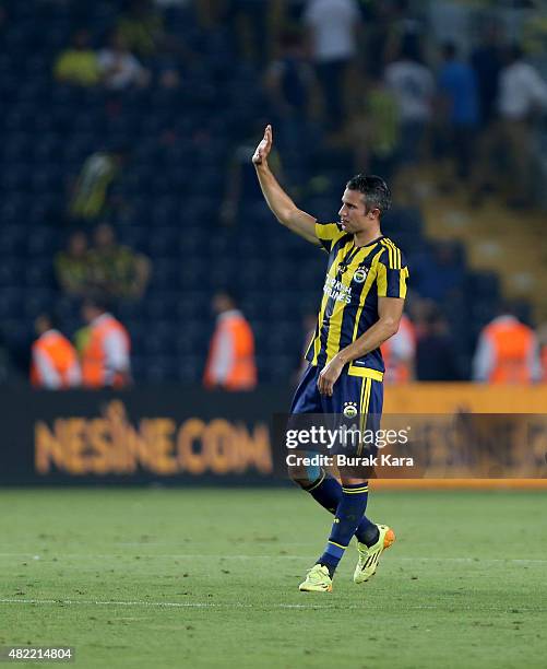 Robin van Persie of Fenerbahce reacts during UEFA Champions League Third Qualifying Round 1st Leg match betweeen Fenerbahce v Shakhtar Donetsk at...