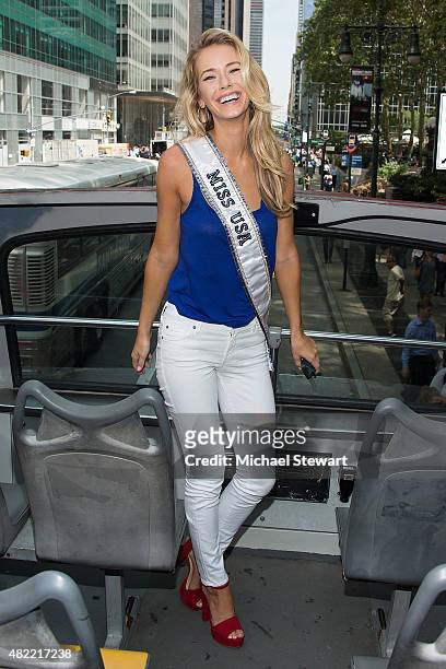 Miss USA 2015 Olivia Jordan takes a Gray Line CitySightseeing Tour on July 28, 2015 in New York City.