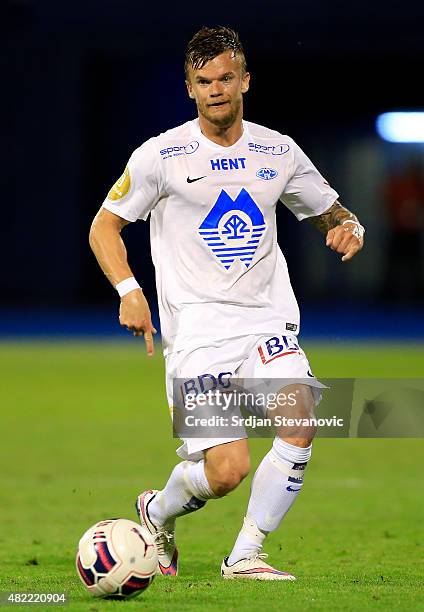 Knut Olav Rindaroy of FC Molde in action during the UEFA Champions League Third Qualifying Round 1st Leg match between FC Dinamo Zagreb and FC Molde...