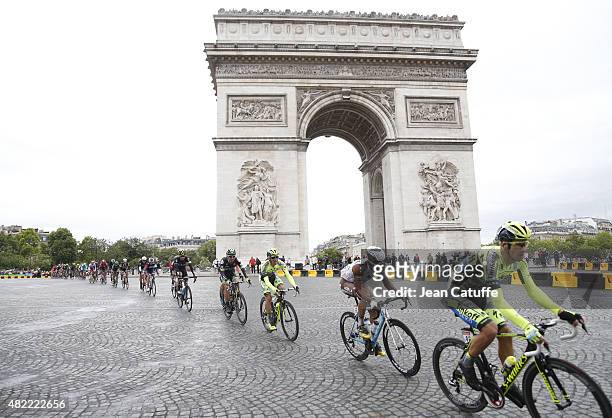 Michael Rogers of Australia and Tinkoff-Saxo, Christophe Riblon of France and AG2R La Mondiale and Rafal Majka of Poland and Tinkoff-Saxo lead the...
