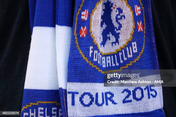 Chelsea scarf commemorating the 2015 Tour during the International Champions Cup match between Barcelona and Chelsea at FedExField on July 28, 2015...