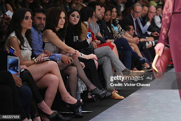 Actress Rebecca Jones attends the Alexia Ulibarri show during the second day of Mercedes-Benz Fashion Week México Autumn/Winter 2014 at Campo Marte...