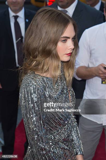 Model Cara Delevingne attends the "Paper Towns" New York premiere at the AMC Loews Lincoln Square on July 21, 2015 in New York City.