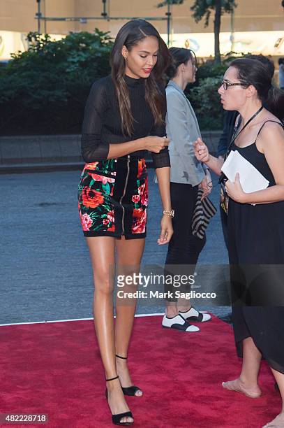 Model Joan Smalls attends the "Paper Towns" New York premiere at the AMC Loews Lincoln Square on July 21, 2015 in New York City.
