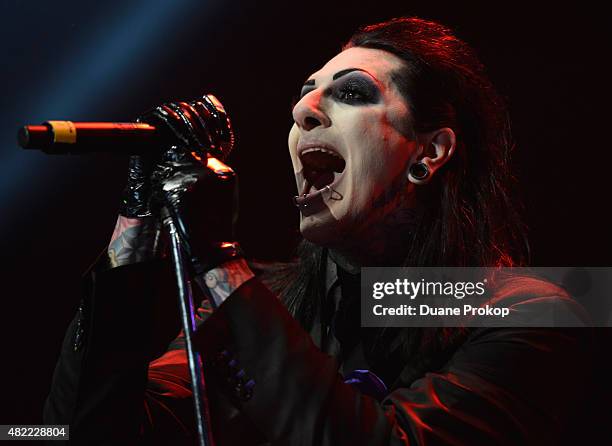 Chris Cerulli of Motionless in White performs at the 2015 Journeys AP Music Awards, Fueled by Monster Energy Drink at Quicken Loans Arena on July 22,...