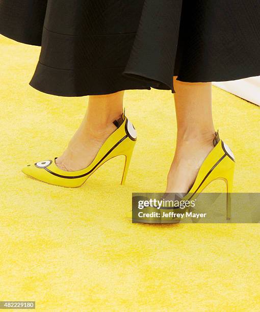 Actress Sandra Bullock, shoe detail, at the premiere of Universal Pictures and Illumination Entertainment's 'Minions' at The Shrine Auditorium on...