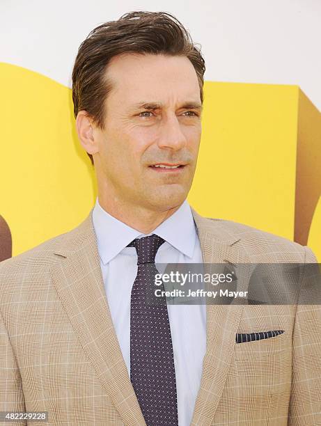 Actor Jon Hamm arrives at the premiere of Universal Pictures and Illumination Entertainment's 'Minions' at The Shrine Auditorium on June 27, 2015 in...