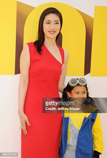 Actresses Yuki Amami and Saika Fujita arrive at the premiere of Universal Pictures and Illumination Entertainment's 'Minions' at The Shrine...