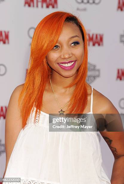 Singer Zonnique Pullins arrives at the Los Angeles premiere of Marvel Studios 'Ant-Man' at Dolby Theatre on June 29, 2015 in Hollywood, California.