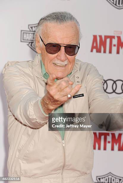 Executive producer Stan Lee arrives at the Los Angeles premiere of Marvel Studios 'Ant-Man' at Dolby Theatre on June 29, 2015 in Hollywood,...