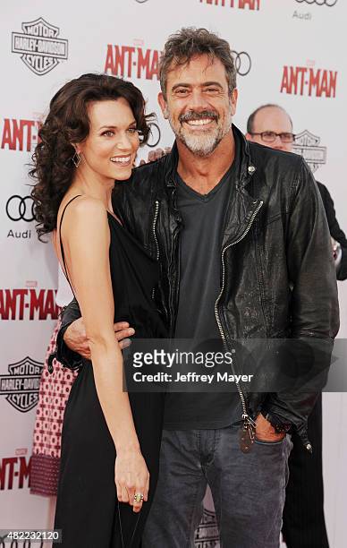 Actor Jeffrey Dean Morgan and Hilarie Burton arrive at the Los Angeles premiere of Marvel Studios 'Ant-Man' at Dolby Theatre on June 29, 2015 in...