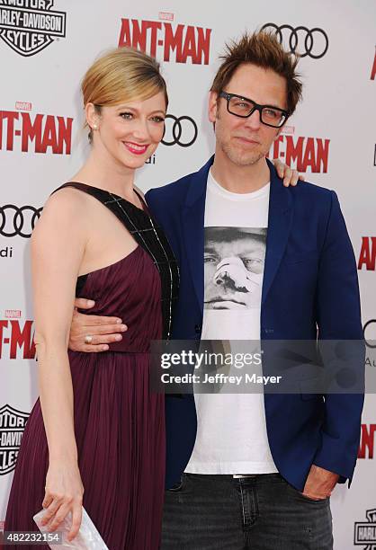 Actress Judy Greer and actor James Gunn arrive at the Los Angeles premiere of Marvel Studios 'Ant-Man' at Dolby Theatre on June 29, 2015 in...