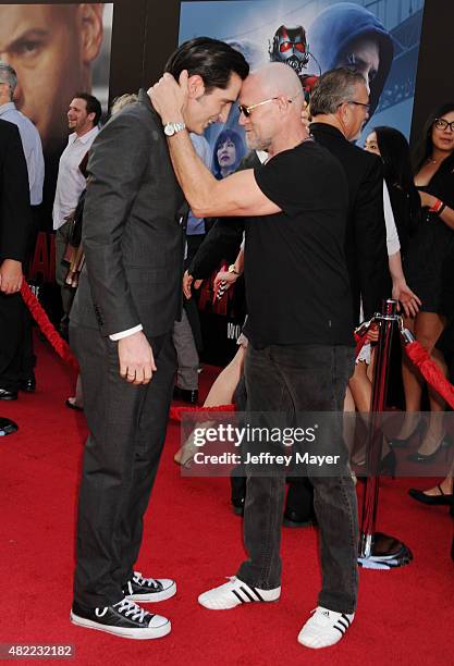 Actors Michael Rooker and David Dastmalchian arrive at the Los Angeles premiere of Marvel Studios 'Ant-Man' at Dolby Theatre on June 29, 2015 in...