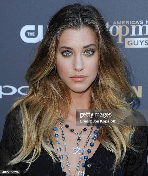 Model Jessica Serfaty arrives at "America's Next Top Model" Cycle 22 Premiere Party at Greystone Manor on July 28, 2015 in West Hollywood, California.