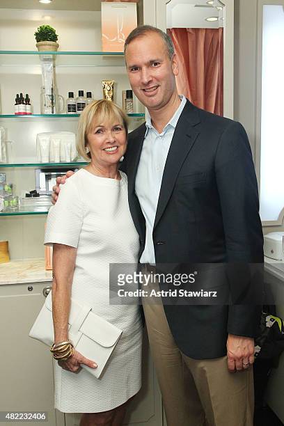 Sheila Cornstein and Marc Cornstein attend the Blushington New York City Grand Opening Party at Le Parker Meridien Underground on July 28, 2015 in...