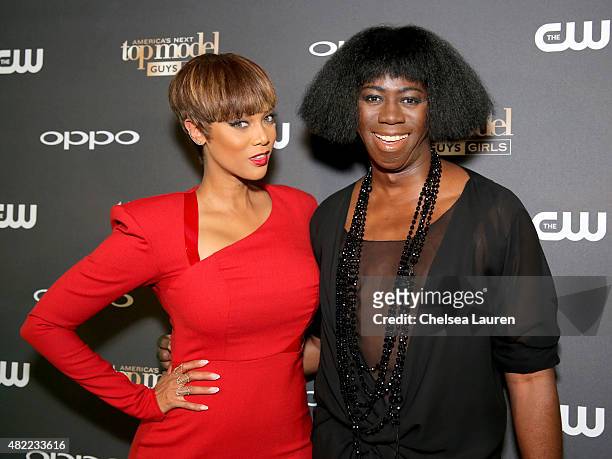 Host and Creator Tyra Banks and ANTM Judge J. Alexander attend the "America's Next Top Model" Cycle 22 Premiere Party presented by OPPO and NYLON on...