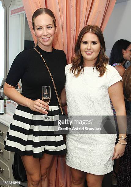 Blushington Founder & CEO, Stephi Maron and Brooklyn Blonde blogger, Helena Glazer attend the Blushington New York City Grand Opening Party at Le...