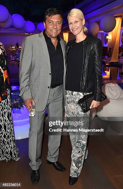 Sven Sturm and Natascha Gruen attend the summer party at Hotel Bayerischer Hof on July 28, 2015 in Munich, Germany.