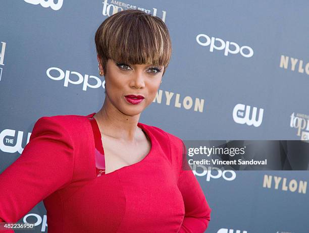 Personality Tyra Banks attends "America's Next Top Model" Cycle 22 premiere party at Greystone Manor on July 28, 2015 in West Hollywood, California.