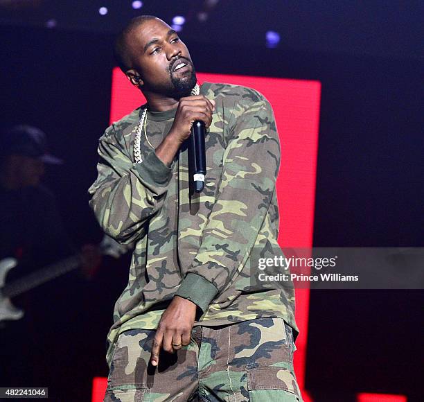 Kanye West performs at Jeezy Presents TM101: 10 Year Anniversary Concert at The Fox Theatre on July 25, 2015 in Atlanta, Georgia.