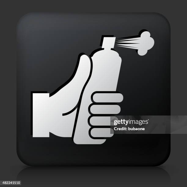 black square button with bug spray icon - exterminator stock illustrations