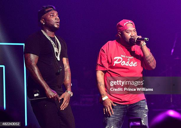 Young Jeezy and Bun B perform at Jeezy presents TM101: 10 Year Anniversary Concert at The Fox Theatre on July 25, 2015 in Atlanta, Georgia.