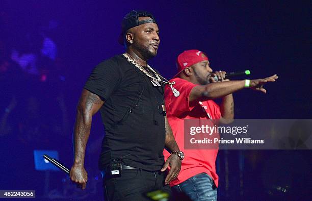 Young Jeezy and Bun B perform at Jeezy presents TM101: 10 Year Anniversary Concert at The Fox Theatre on July 25, 2015 in Atlanta, Georgia.