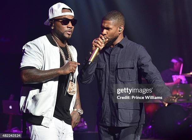 Young Jeezy and Usher Raymond perform at Jeezy Presents TM101: 10 Year anniversary at The Fox Theatre on July 25, 2015 in Atlanta, Georgia.