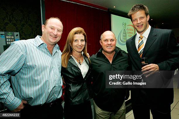 Graeme Joffe, Elmarie Steyn, Eugene Eloff and Bobby Skinstad pose during the Quiz Night, The Official Launch of the Absa Currie Cup on June 5, 2007...