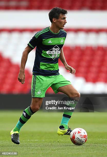 Jack Cork of Swansea City during the pre season friendly match between Nottingham Forest and Swansea City at City Ground on July 25, 2015 in...