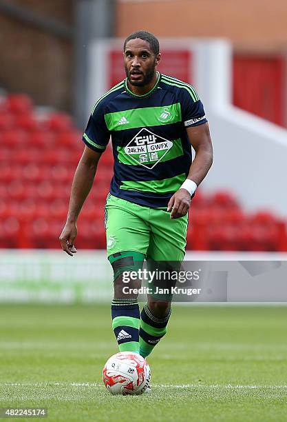 Ashley Williams of Swansea City during the pre season friendly match between Nottingham Forest and Swansea City at City Ground on July 25, 2015 in...
