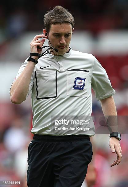 Referee Chris Kavanagh during the pre season friendly match between Nottingham Forest and Swansea City at City Ground on July 25, 2015 in Nottingham,...