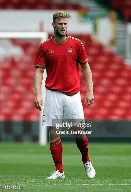 Matt Mills of Nottingham Forest during the pre season friendly match between Nottingham Forest and Swansea City at City Ground on July 25, 2015 in...