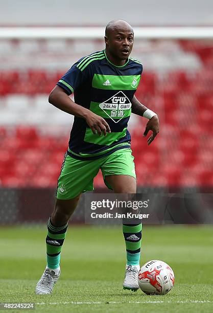 Andre Ayew of Swansea City during the pre season friendly match between Nottingham Forest and Swansea City at City Ground on July 25, 2015 in...