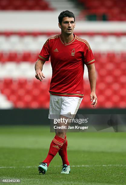 Eric Lichaj of Nottingham Forest during the pre season friendly match between Nottingham Forest and Swansea City at City Ground on July 25, 2015 in...