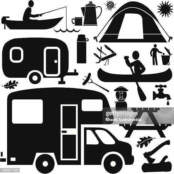 camping design elements - outdoor faucet stock illustrations