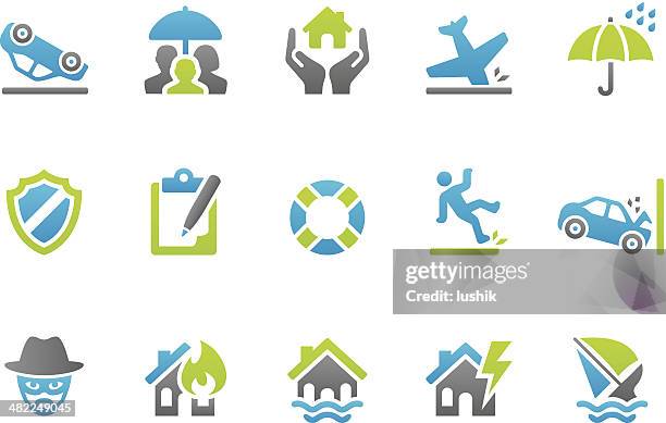 stampico icons - insurance - accidents and disasters 幅插畫檔、美工圖案、卡通及圖標