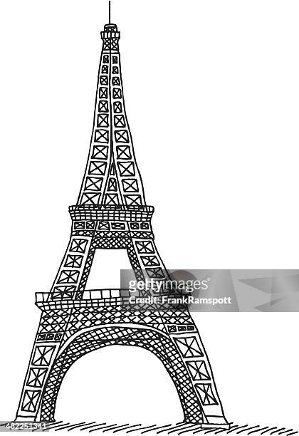 eiffel tower paris drawing - french building stock illustrations