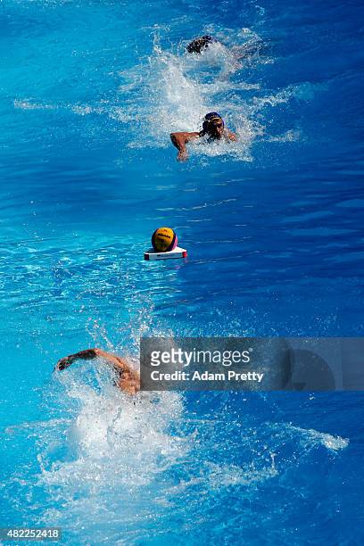 General view showing the start of the Men's Water Polo Preliminary Round Group D match between Australia and Montenegro on day five of the 16th FINA...