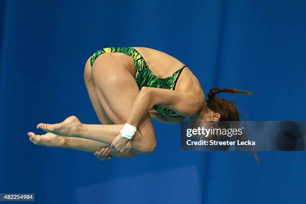 Paola M. Espinosa Sanchez of Mexico competes in the Women's 10m Platform Diving Semi-finals on day five of the 16th FINA World Championships at the...