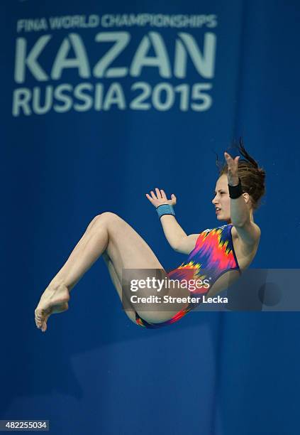 Yulia Timoshinina of Russia competes in the Women's 10m Platform Diving Semi-finals on day five of the 16th FINA World Championships at the Aquatics...