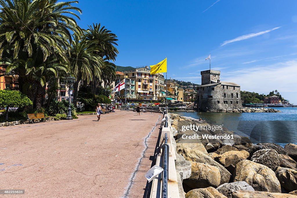 Rapallo Italy Liguria Rapallo Waterfront Promenade And Castle High-Res Stock ...