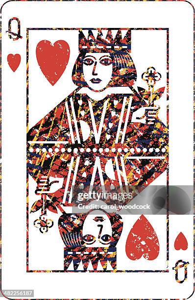 queen of hearts scribble pattern - queen card stock illustrations