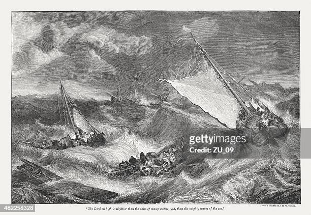 the shipwreck (1805) by j.m.w. turner, published in 1873 - tate britain stock illustrations