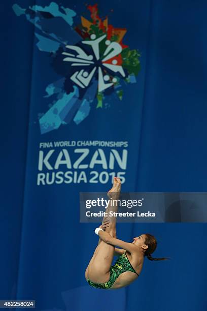 Paola Espinosa Sanchez of Mexico competes in the Women's 10m Platform Diving Semi-finals on day five of the 16th FINA World Championships at the...