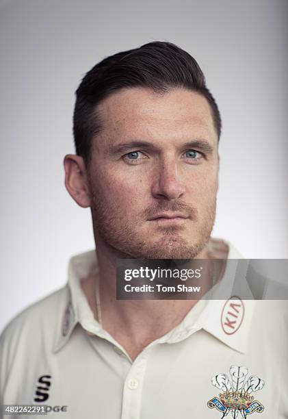 Graeme Smith of Surrey poses for a portrait during the Surrey CCC Captains Press Day at The Kia Oval on April 3, 2014 in London, England.