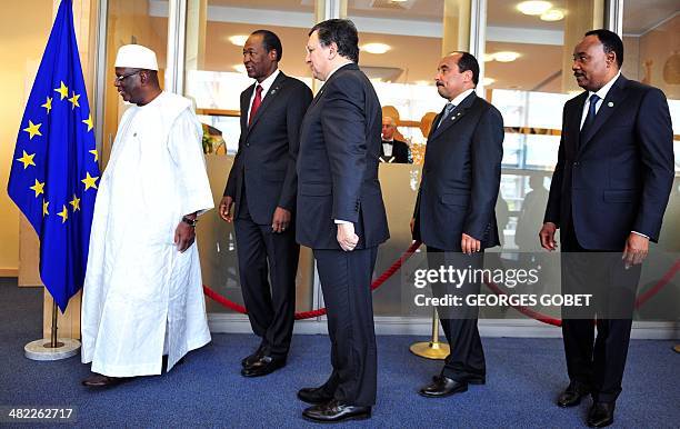 European Commission President Jose Manuel Barroso welcomes President of Mauritania Mohamed Ould Abdel Aziz , President of Mali Ibrahim Boubacar Keita...